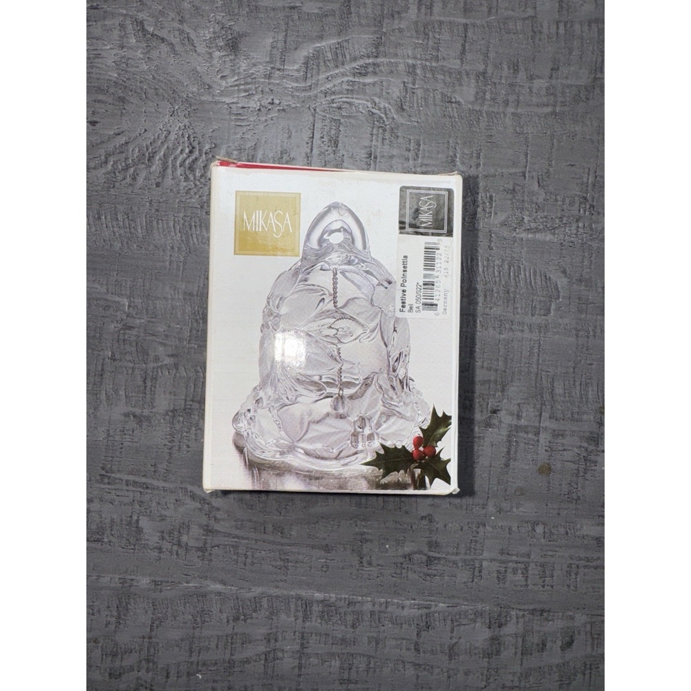 Vintage Mikasa Festive Poinsettia Crystal Bell 5" Holiday 2005 Collection w/ Box